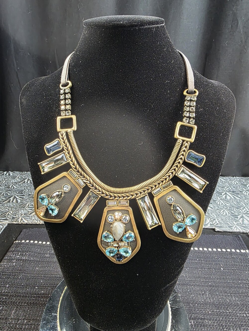 SILPADA KRN0017 "Blue Streak" Labradorite Leather Crystal Necklace
